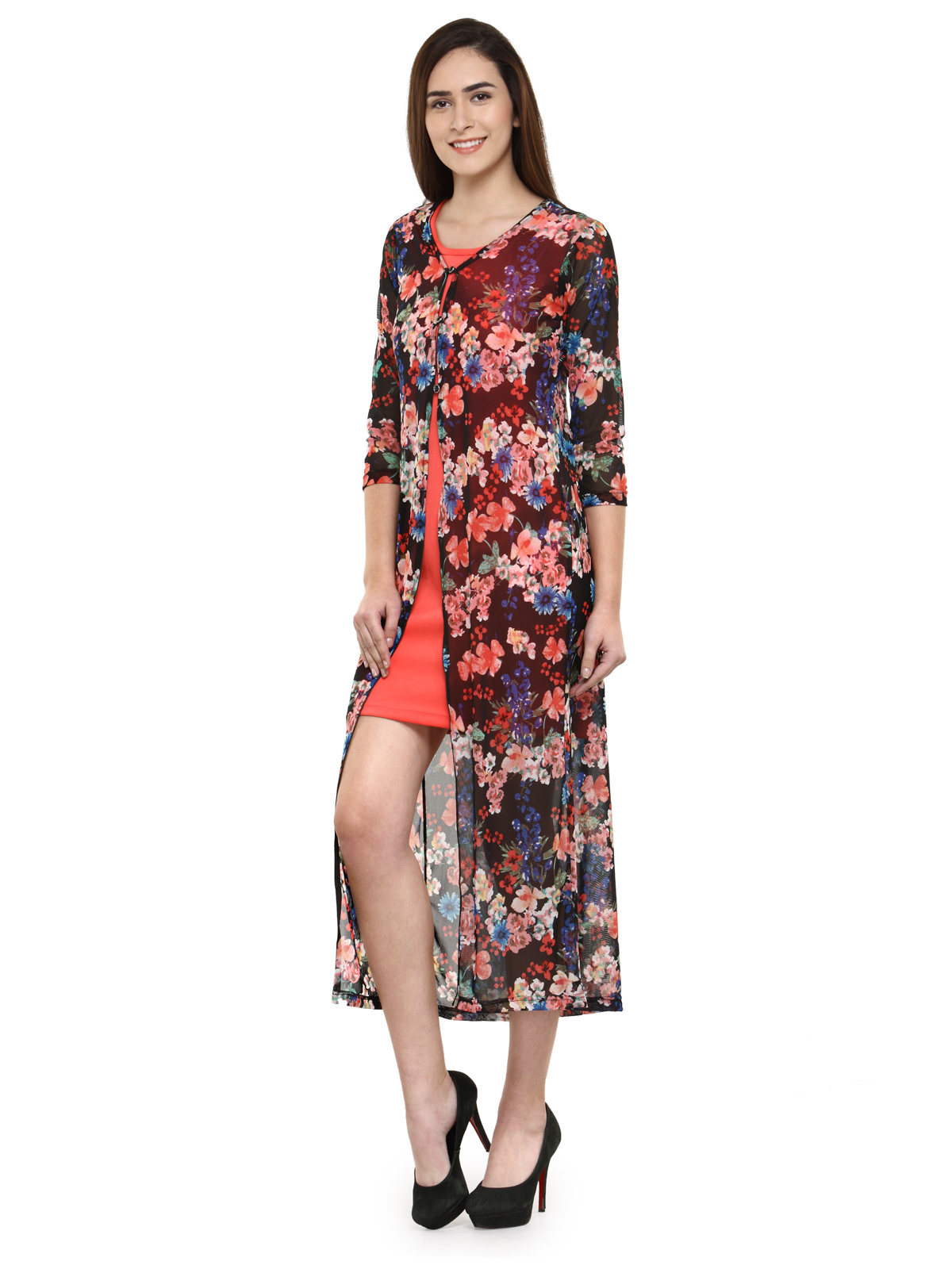 Floral printed maxi gown dress